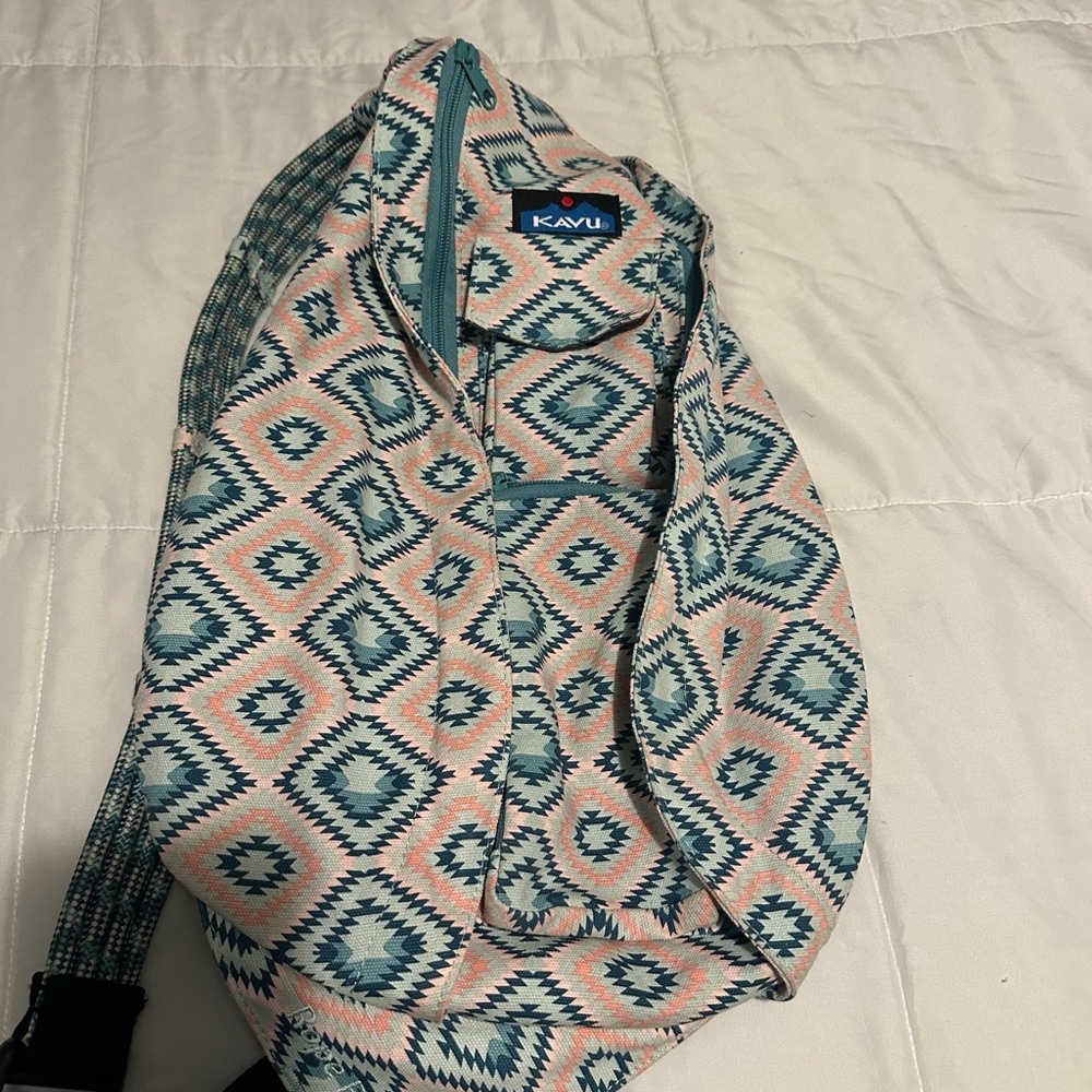 KAVU Geometric Blue and Pink Sling Bag